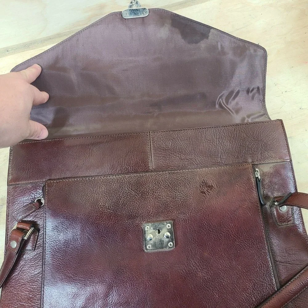 Wilsons Pelle Studio Genuine Leather Briefcase Reddish Brown Nwt Vintage Hipster
